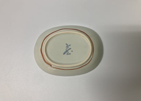 古川章蔵　色絵磁器ツル花楕円皿