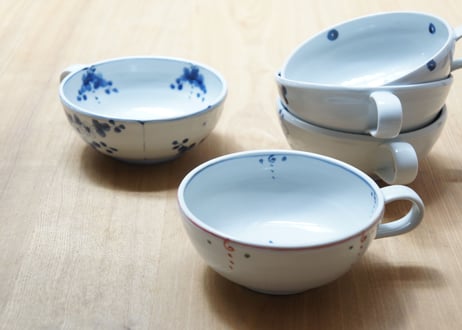 松尾貞一郎　染付け磁器スープカップT-61