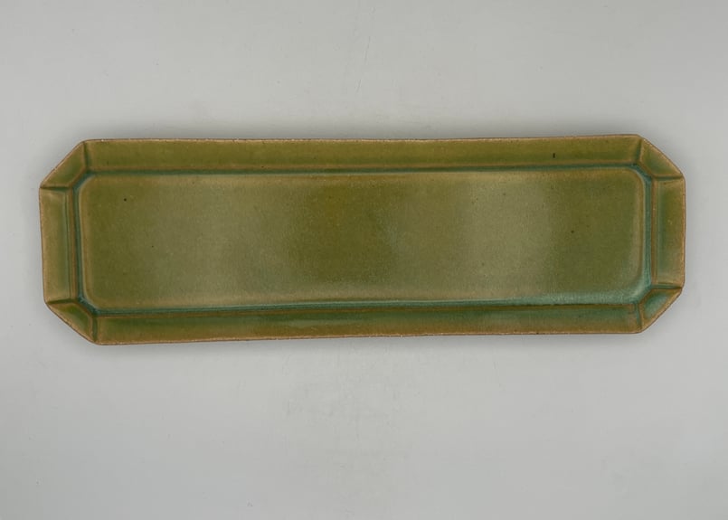 渡辺信史 山わさび釉フレーム長皿 | 工藝舎 オンラインショップ