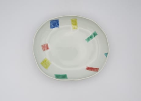C5色絵楕円の器A1 深