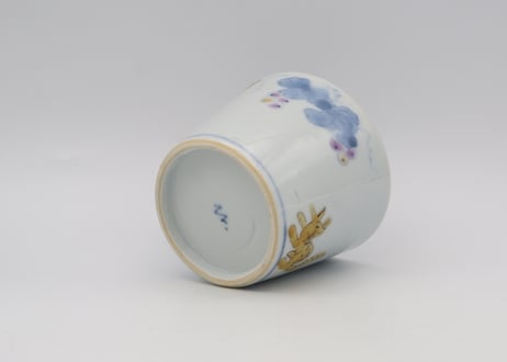 清水なお子　色絵磁器蕎麦ちょく 葡萄と栗リス