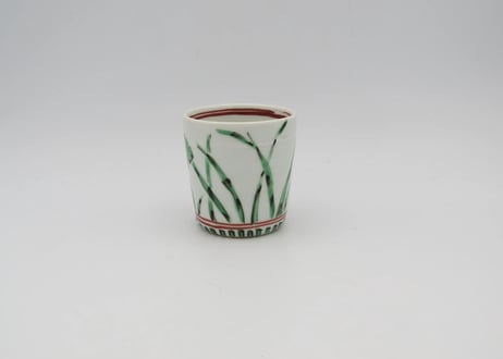 古川桜　色絵磁器菊の筒盃
