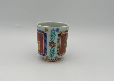 髙橋宏彰　色絵磁器ギャッベ模様の湯呑
