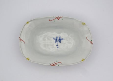 松尾貞一郎　色絵磁器楕円の小鉢T-77