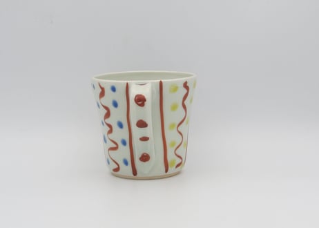 古川章蔵　色絵磁器ストライプマグC