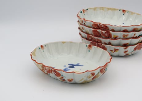松尾貞一郎　色絵磁器吉字輪花小鉢