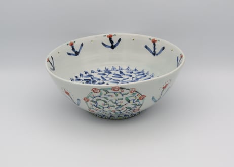 松尾貞一郎　色絵磁器五彩の中鉢