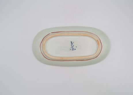 古川章蔵　色絵磁器小判皿縞と点紋