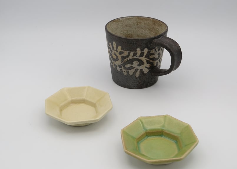 渡辺信史　雪輪向付と小皿　セット 渡辺信史 雪輪向付と小皿 セット