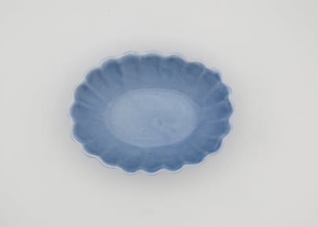 東まり子　磁器アクア釉楕円輪花小鉢