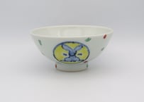 古川章蔵　色絵磁器うさぎの飯椀1