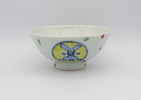 古川章蔵　色絵磁器うさぎの飯椀1