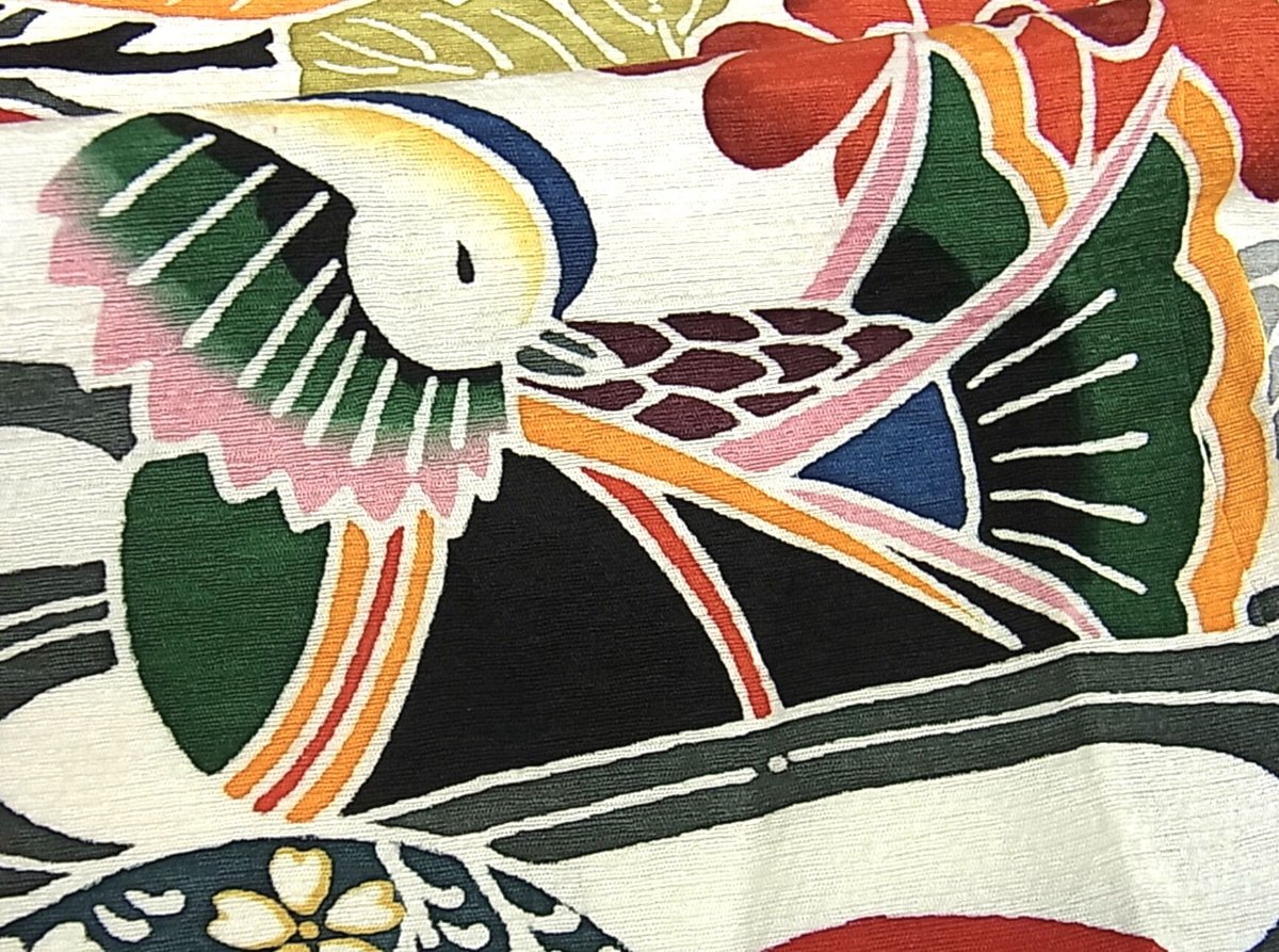 着物　振袖フルセット　京紅型　型染め　宮崎紅型　落款有　成人式　卒業式 着物 振袖フルセット 京紅型 型染め 宮崎紅型 落款有 成人式