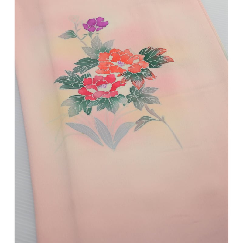 訪問着　フルセット　着物　正絹　加賀友禅　虫食い　クリームイエロー　花　O8 H8】虫食いの表現が独特な加賀友禅 着物 正絹 | kimonoSTORE