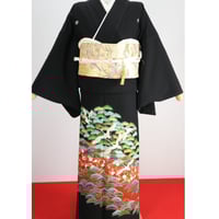 K18】川と松が描かれた黒留袖 礼装 帯セット 正絹 | kimonoSTORE