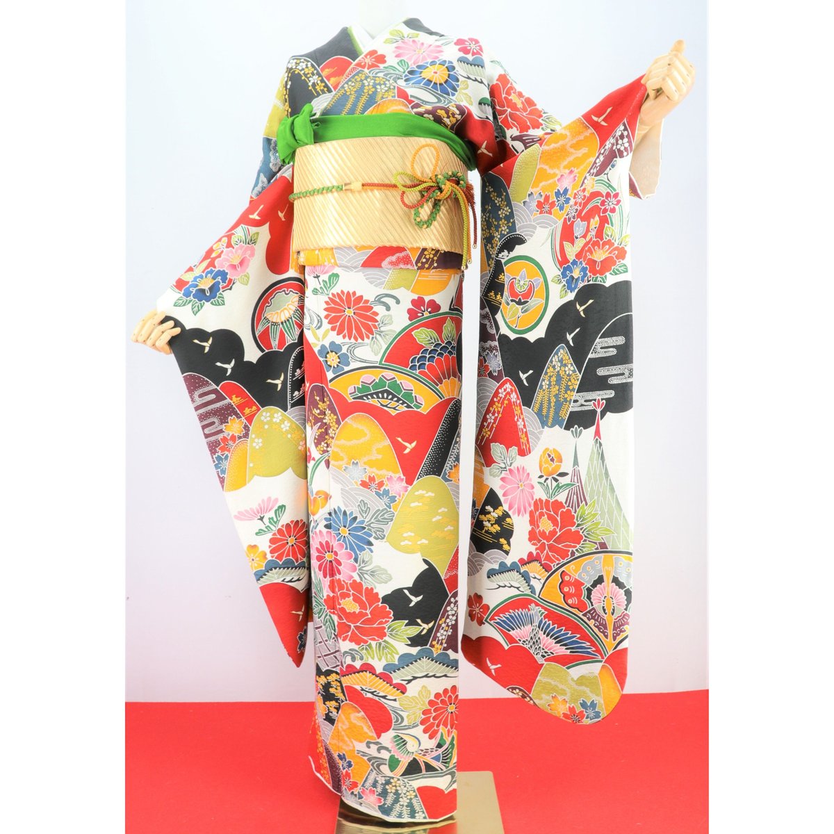 手ざし京紅型染・宮崎紅型 宮崎良次 振袖 光琳粋鴛鴦花蝶文 暈し染m 手ざし京紅型染・宮崎紅型 宮崎良次 振袖 光琳粋鴛鴦花蝶文 暈し染m