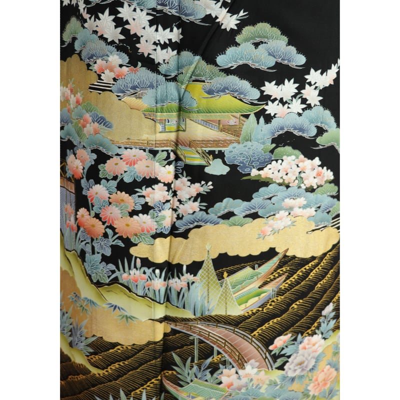 K18】川と松が描かれた黒留袖 礼装 帯セット 正絹 | kimonoSTORE