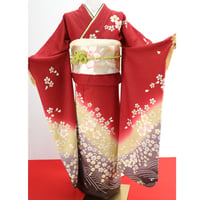 アウトレット】展示品148万 手ざし京紅型染 宮崎紅型 振袖 作家物 F12
