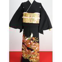 黒留袖 袋帯 セット 落款あり　sTM2505152 K22】鶴と御所車が描かれた黒留袖 礼装 帯セット 正絹 | kimonoSTORE