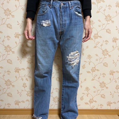 Yarn fake damage jeans【RB-12】