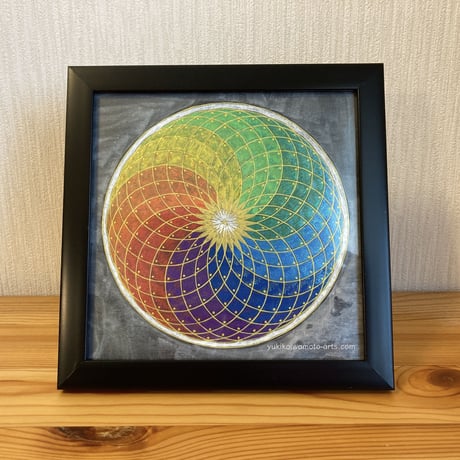 【原画】運気アップ波動アート　神聖幾何学虹色トーラス｜Fortune-up energy art “rainbow-colored torus”