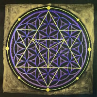 【原画】神聖幾何学フラワー・オブ・ライフとマカバのコンビネーション「宇宙」