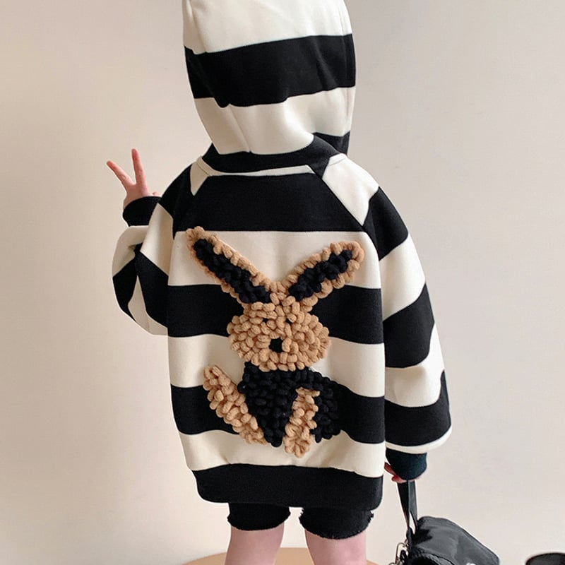 もこもこうさぎ刺繍ボーダーZIPパーカー | select shop Lica.