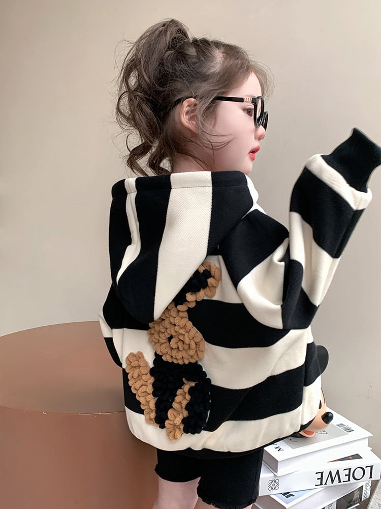 もこもこうさぎ刺繍ボーダーZIPパーカー | select shop Lica.