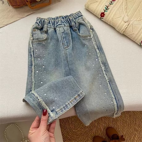 ストーンワイドデニムパンツ