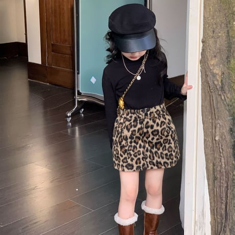 フェイクファーレオパードスカートパンツ