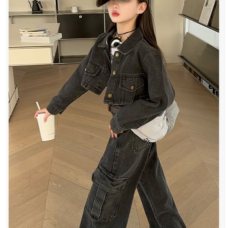 デニムジャケット＆カーゴワイドパンツセットアップ