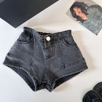 ウォッシュブラックデニムショートパンツ