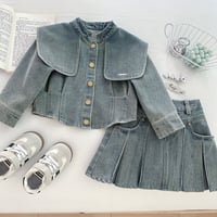 デニムジャケット＆プリーツスカートセット