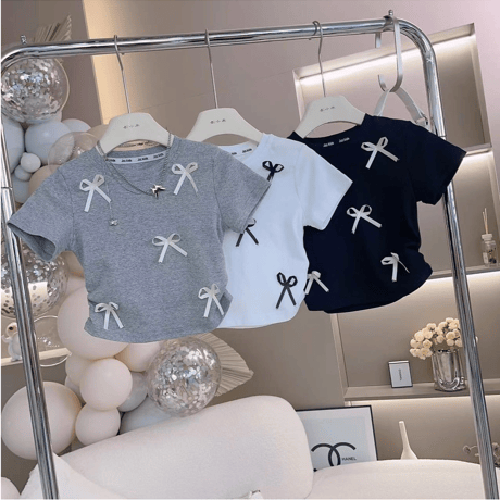 リボンデコレーションTシャツ