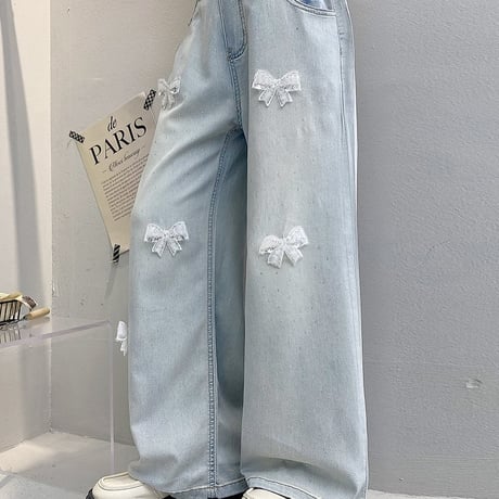 キラキラリボンデニムパンツ