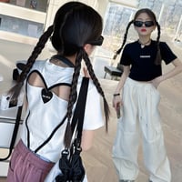 バックオープンショート丈Tシャツ