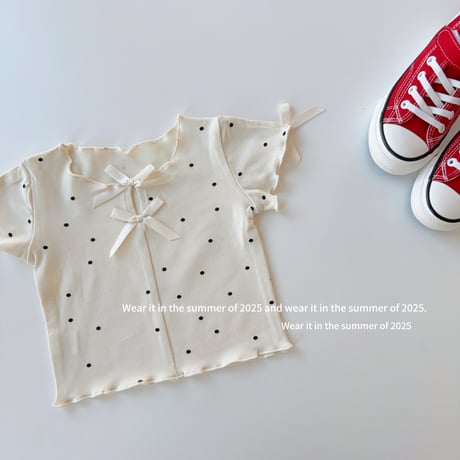 ドット柄リボンTシャツ