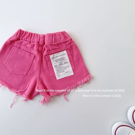 フリンジデニムショートパンツ