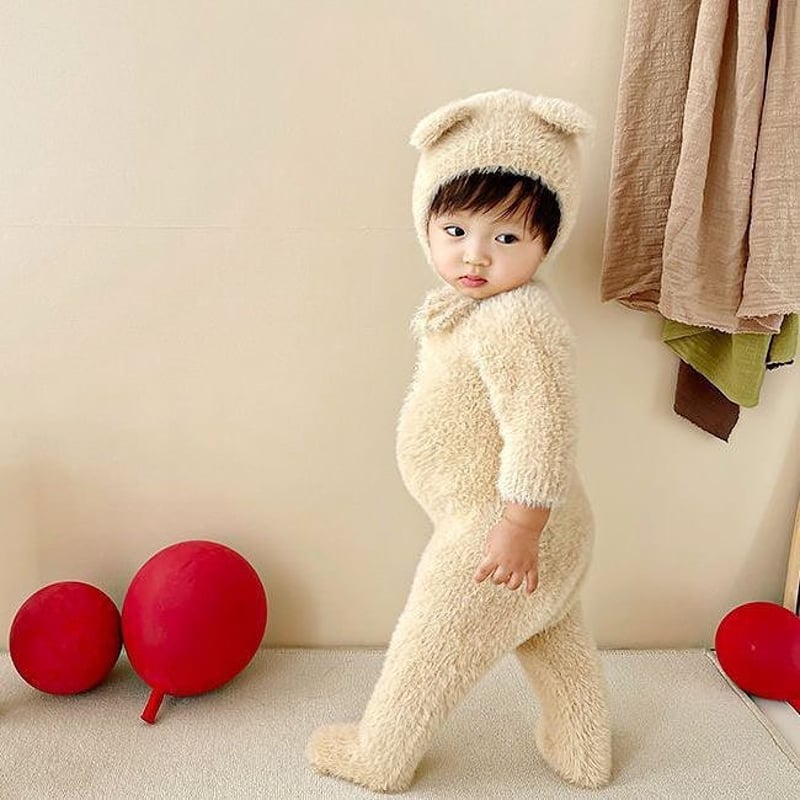 くまちゃんもこもこロンパース | select shop Lica. くまちゃんもこもこロンパース | select shop Lica.