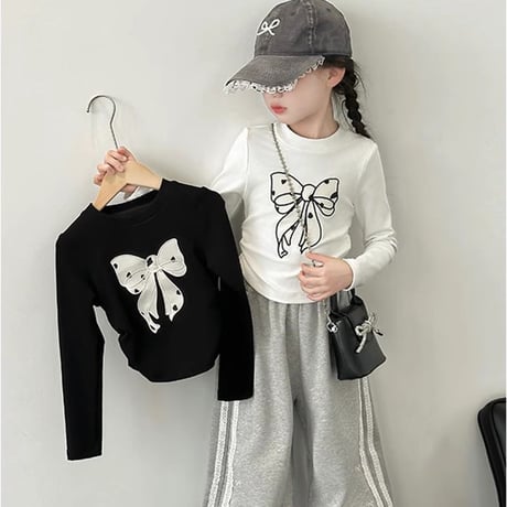 リボン長そでTシャツ