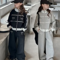 リボンジップアップスウェットセットアップ