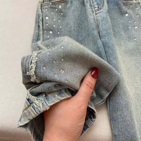 ストーンワイドデニムパンツ