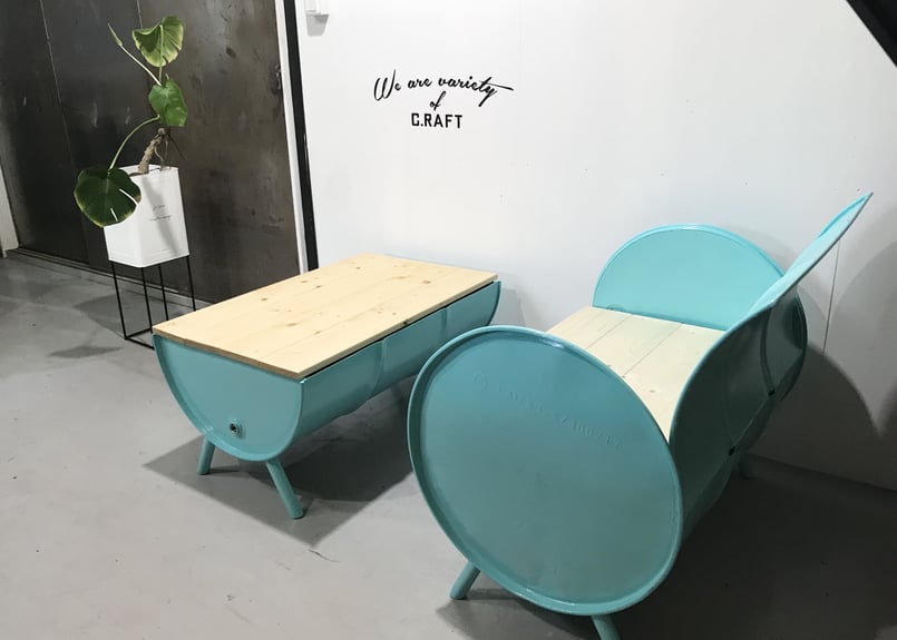 ドラム缶リメイク DIYソファ＆テーブルセット ドラム缶リメイク DIYソファ＆テーブルセット