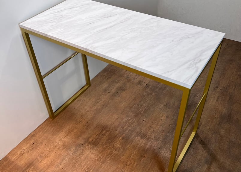 天板大理石調サロンテーブル 900×450 アイアン ウッド 作業