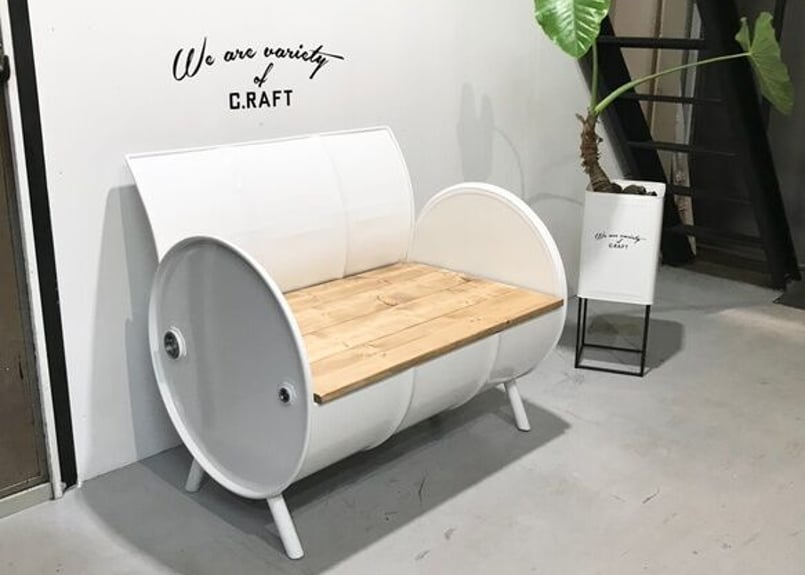 REN　ドラム缶チェア ドラム缶 リメイク ソファ ベンチ チェア 椅子 インダストリアル