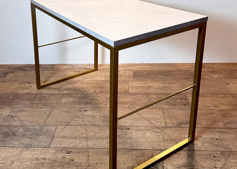 インダストリアルテーブル　モルタル塗装 送料無料】モルタル調サロンテーブル 900×450 アイアン ウッド