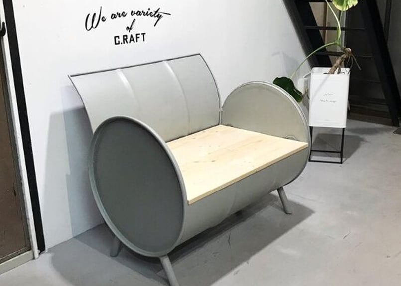 ドラム缶リメイク DIYソファ＆テーブルセット オリジナルロゴ入れ可能 待望のセット販売 ドラム缶リメイク テーブル