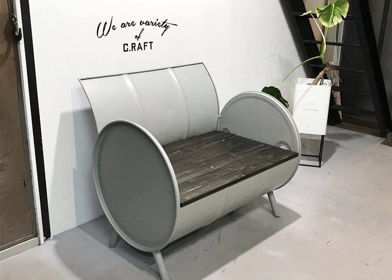 新色登場！］ドラム缶リメイク ソファ ベンチ 椅子 アメリカン