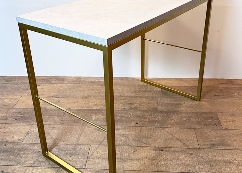 送料無料】モルタル調サロンテーブル 900×450 アイアン ウッド