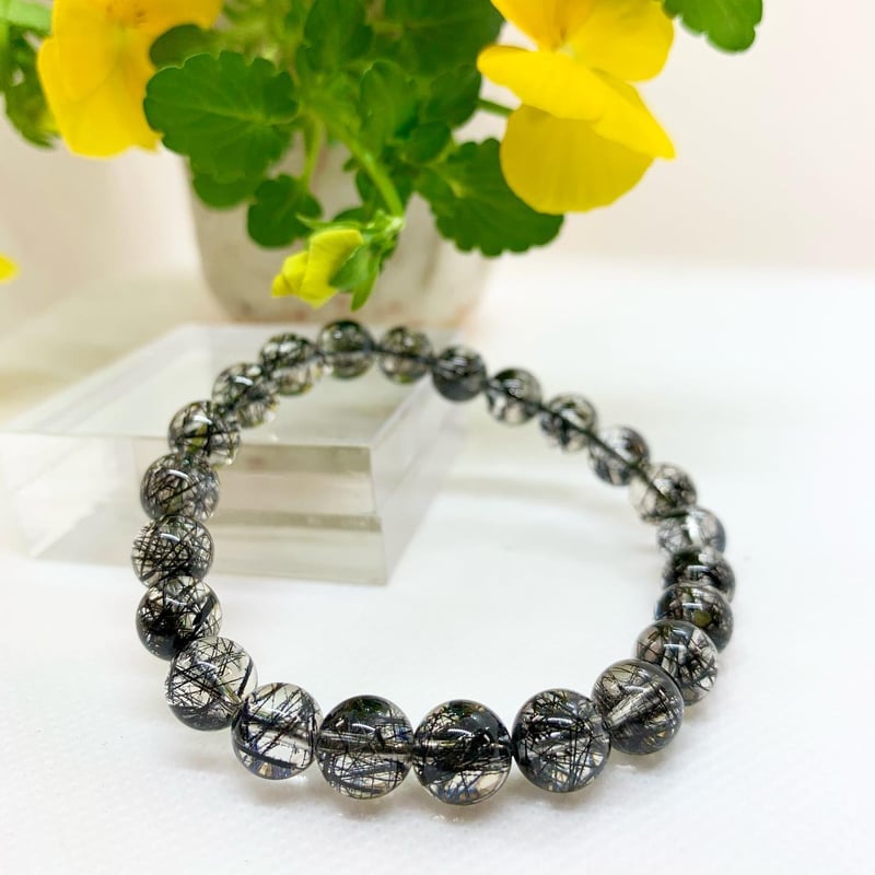 天然無処理　ブラックルチルクォーツ　ブレスレット53.9g 天然無処理ブラックルチルクォーツブレスレット53.9g
